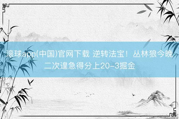 滚球app(中国)官网下载 逆转法宝！丛林狼今晚二次遑急得分上20-3掘金