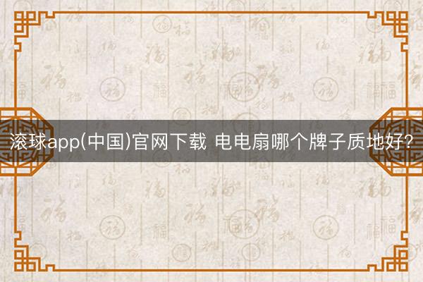 滚球app(中国)官网下载 电电扇哪个牌子质地好?