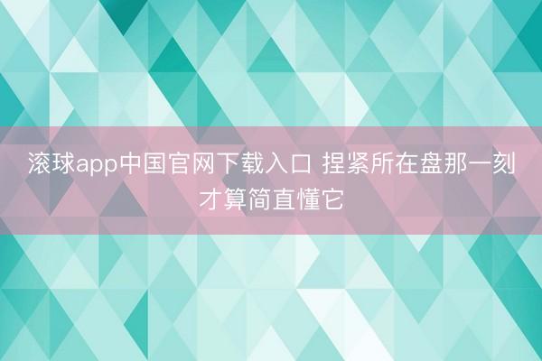 滚球app中国官网下载入口 捏紧所在盘那一刻才算简直懂它