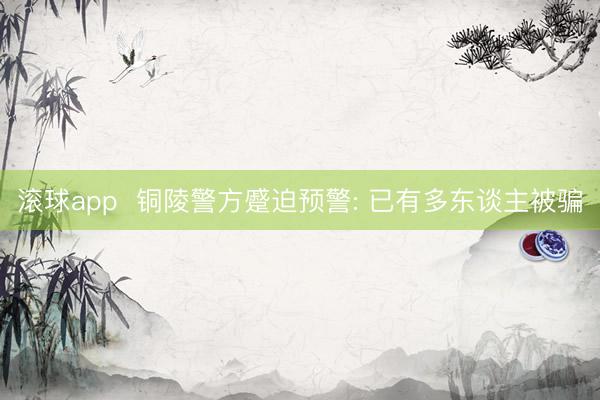 滚球app  铜陵警方蹙迫预警: 已有多东谈主被骗