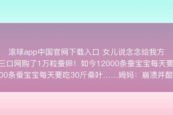 滚球app中国官网下载入口 女儿说念念给我方作念床蚕丝被，一家三口网购了1万粒蚕卵！如今12000条蚕宝宝每天要吃30斤桑叶……姆妈：崩溃并酣畅着