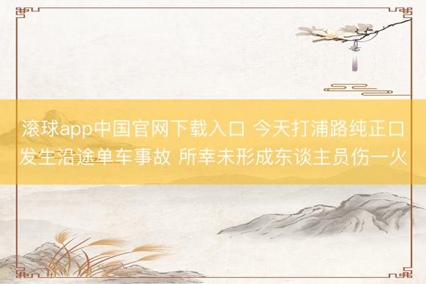 滚球app中国官网下载入口 今天打浦路纯正口发生沿途单车事故 所幸未形成东谈主员伤一火