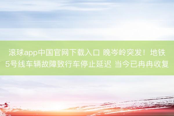 滚球app中国官网下载入口 晚岑岭突发！地铁5号线车辆故障致行车停止延迟 当今已冉冉收复