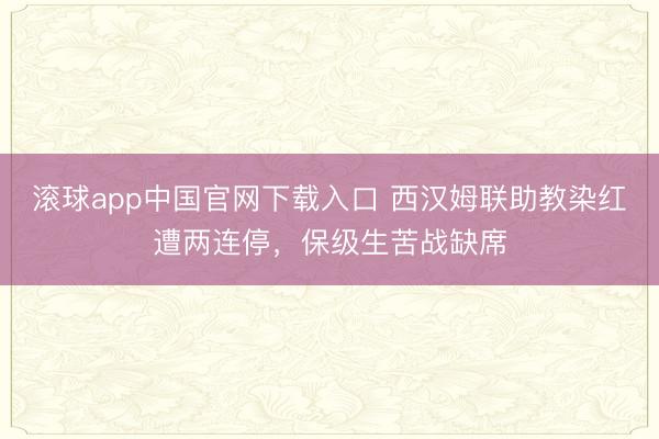 滚球app中国官网下载入口 西汉姆联助教染红遭两连停，保级生苦战缺席