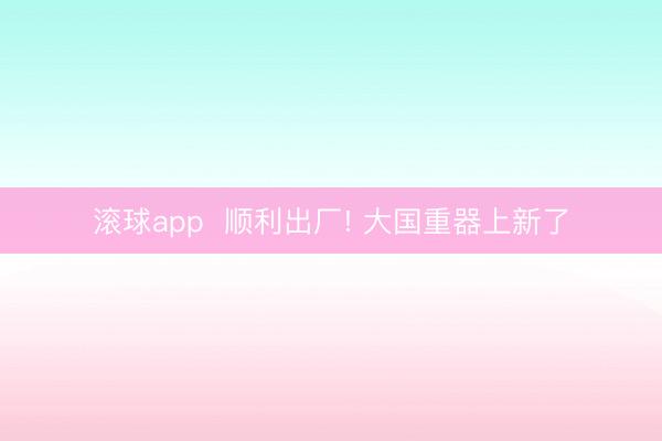 滚球app  顺利出厂! 大国重器上新了