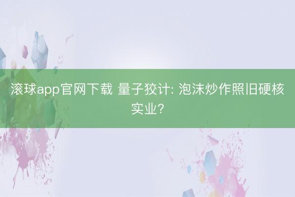 滚球app官网下载 量子狡计: 泡沫炒作照旧硬核实业?