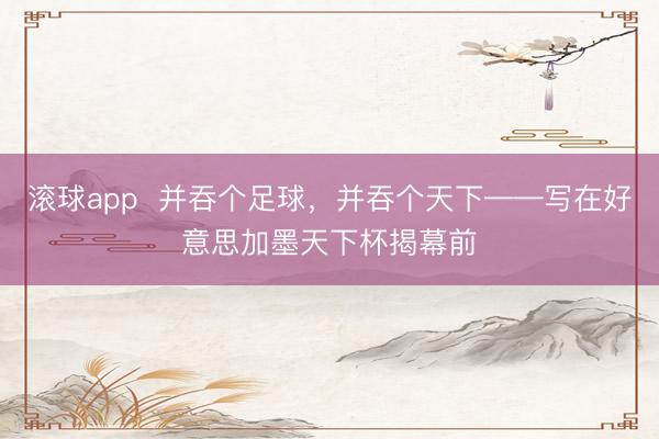 滚球app 并吞个足球,并吞个天下——写在好意思加墨天下杯揭幕前