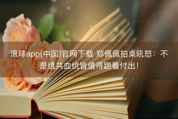 滚球app(中国)官网下载 郑佩佩拍桌吼怒：不是统共血统皆值得跪着付出！