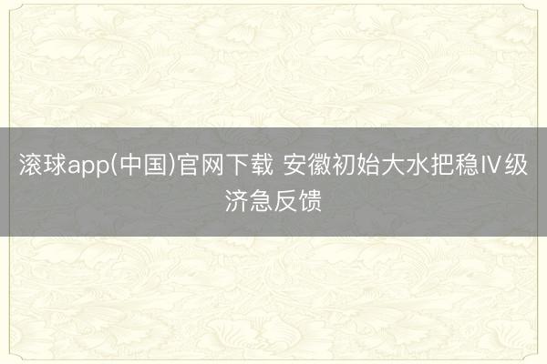 滚球app(中国)官网下载 安徽初始大水把稳Ⅳ级济急反馈