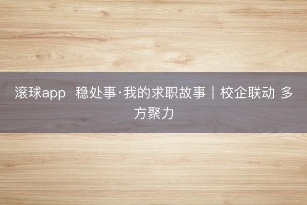 滚球app  稳处事·我的求职故事｜校企联动 多方聚力
